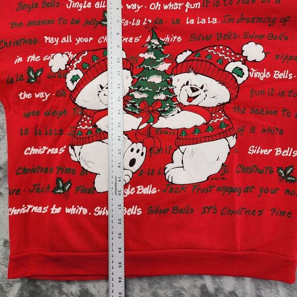 Vintage Nutcracker Sweatshirt Womens M Red Dual-Sided Teddy Bear Christmas Party - Picture 11 of 12